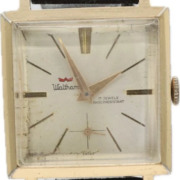 Vintage Waltham Rectangular Men's Mechanical Wristwatch 99SH Swiss Gold Tone - Picture 3 of 4